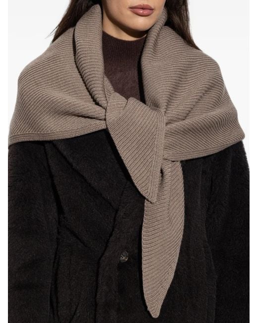Max Mara Brown Wool Knit Oversized Shawl