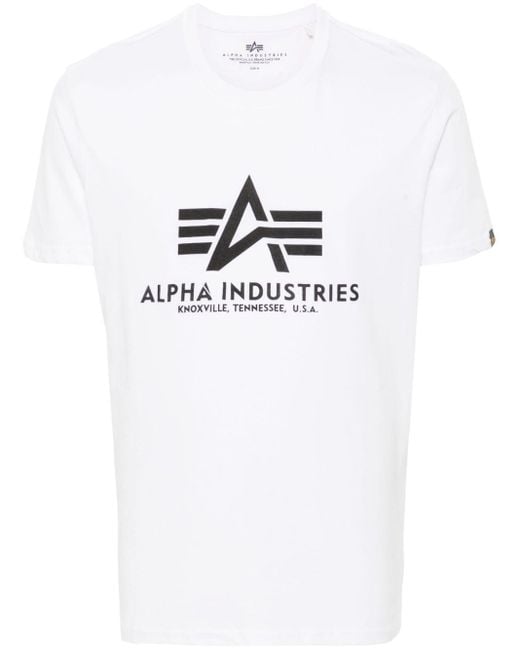 Alpha Industries White Logo-print Cotton T-shirt for men