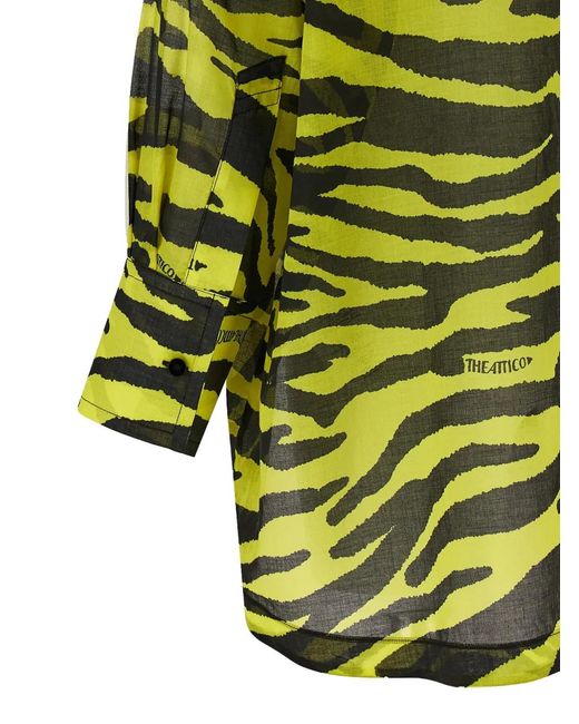 The Attico Green Il Primo Bagno Animal-Print Cotton Shirt