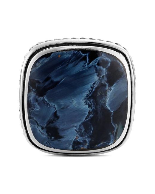 メンズ David Yurman Exotic Stone ピーターサイト カフスボタン 17mm スターリングシルバー Blue