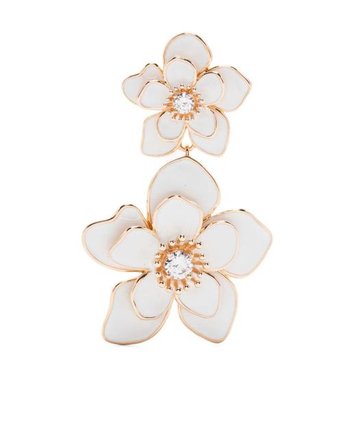 Self-Portrait White Flower Tiered Earrings