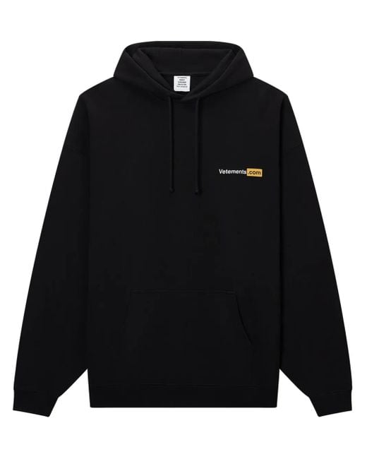 Vetements Black Logo-Print Hoodie