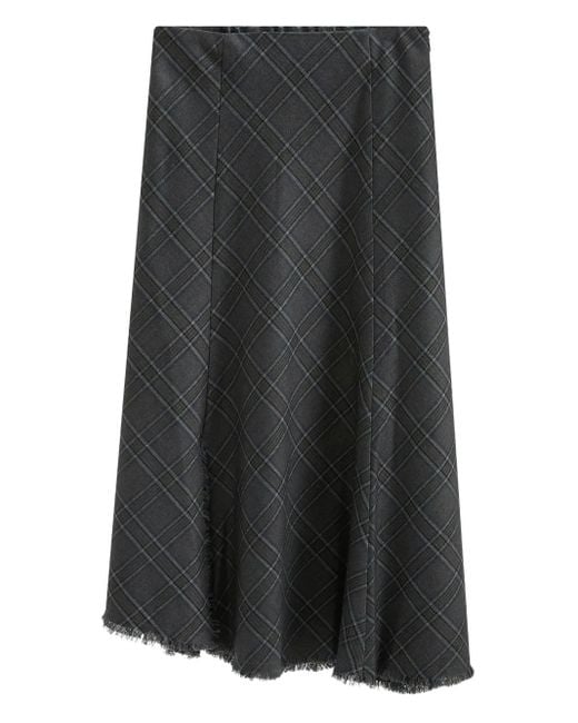 B+ AB Asymmetrische Rok Met Franje Afwerking in het Black