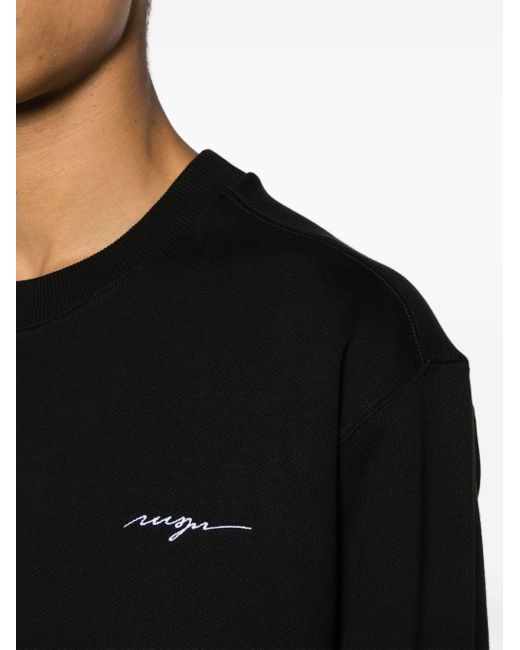 MSGM Black Logo-embroidered Cotton Sweatshirt for men