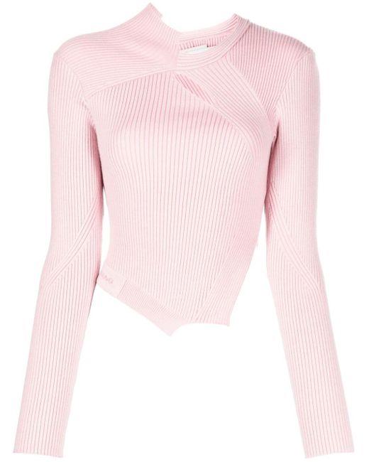 Feng Chen Wang Pink Cut-out Detailing Ribbed-knit Jumper