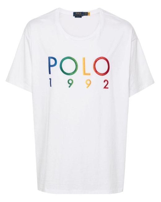 Polo Ralph Lauren White Logo-embroidered Cotton T-shirt for men