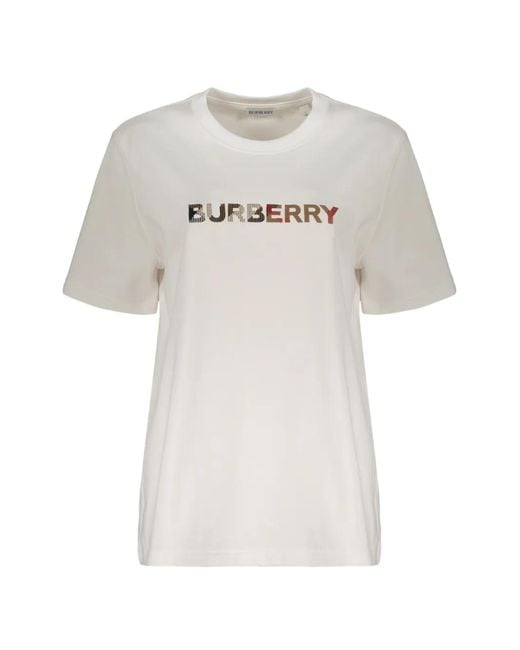 Burberry White Logo-Print Short-Sleeve T-Shirt