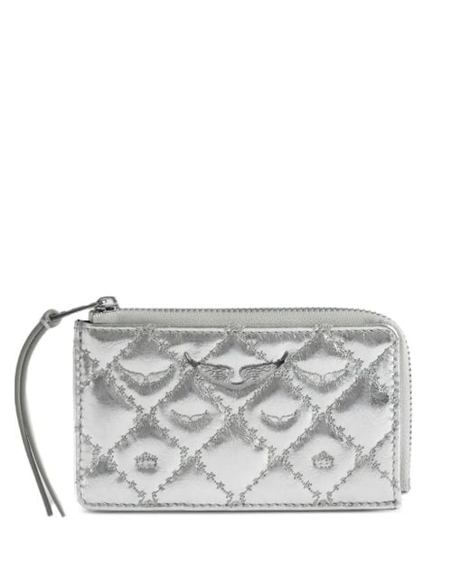 Zadig & Voltaire Gray Diamond-Pattern Wallet