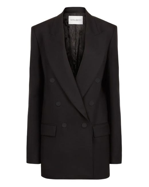 Nina Ricci Wollen Blazer Met Dubbele Rij Knopen in het Black