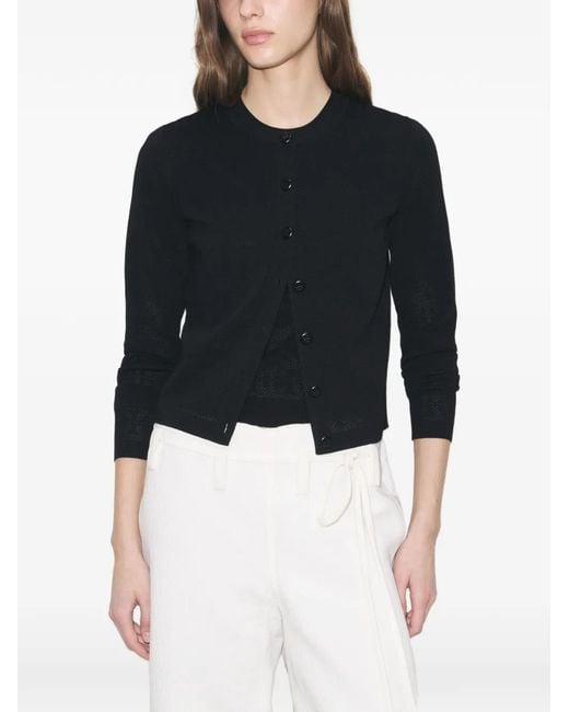 Tory Burch Black Pointelle Viscose Cardigan