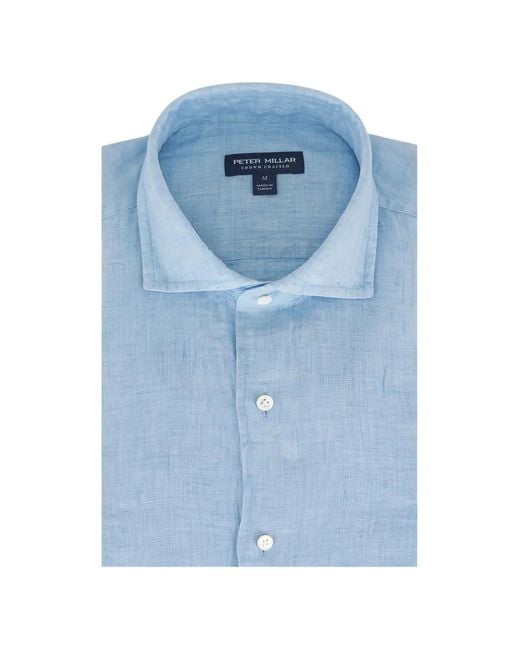 Peter Millar Blue Chemise Boutons En Lin for men