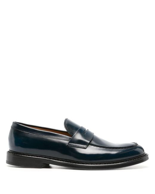 Doucal's Blue Penny-slot Leather Loafers for men