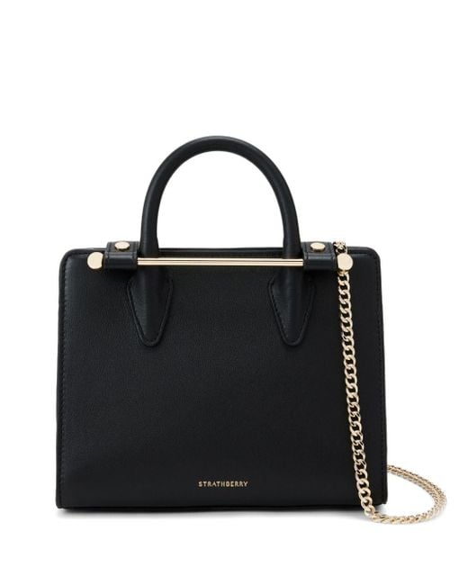 Strathberry Black The Nano Leather Tote Bag