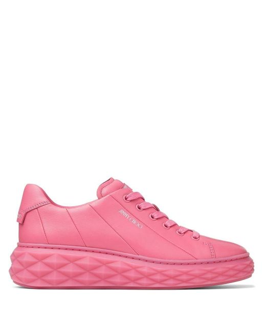 Jimmy Choo Leder Diamond Light Maxi/F Sneakers in Pink | Lyst AT