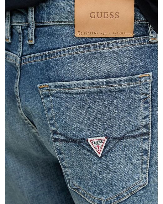 Guess Blue Faded-Effect Denim Shorts for men