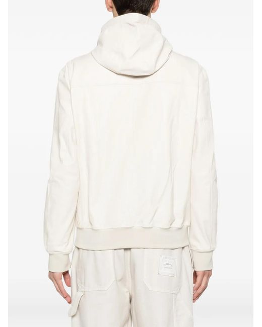 Eleventy White Hooded Zip Jacket for men