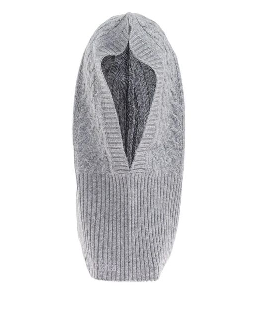 Max Mara Gray Romana Cable-Knit Hooded Balaclava
