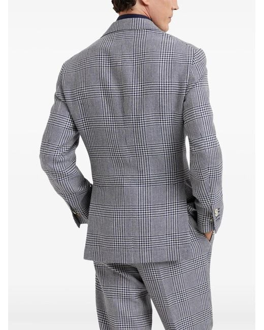 Brunello Cucinelli Blue Puppytooth Blazer for men