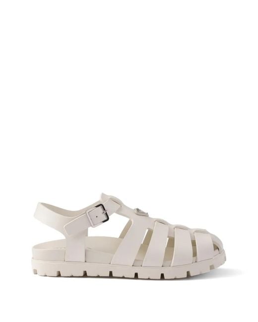 Prada White Rubber Fisherman Sandals for men