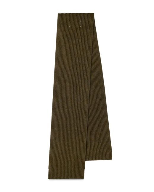 Maison Margiela Green Ribbed-Knit Scarf for men