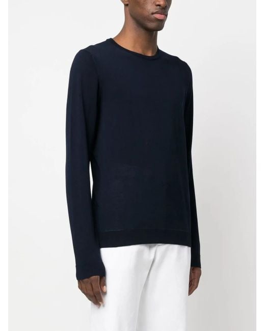 Roberto Collina Blue Crew-Neck Long-Sleeve Jumper for men