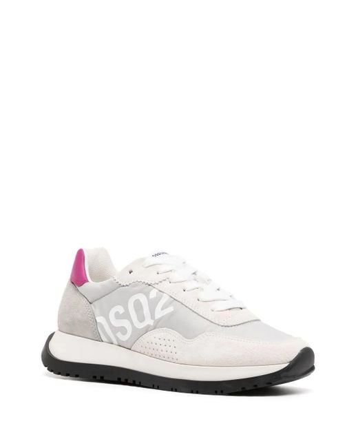 DSquared² White Logo-Print Low-Top Sneakers