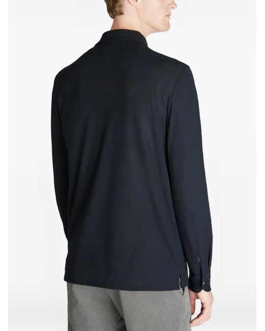 Slowear Blue Long-Sleeve Polo Shirt for men