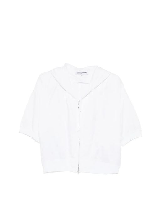 European Culture White Zip Hoodie
