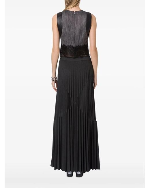 Alberta Ferretti Gray And Lace Top