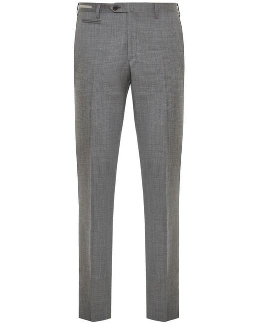 Corneliani Gray Pressed-Crease Wool Trousers for men