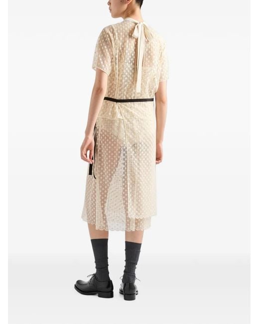 Prada White Embroidered Lace Apron