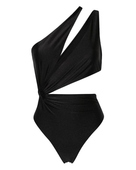 Amen Black One-shoulder Asymmetric Swimsuit