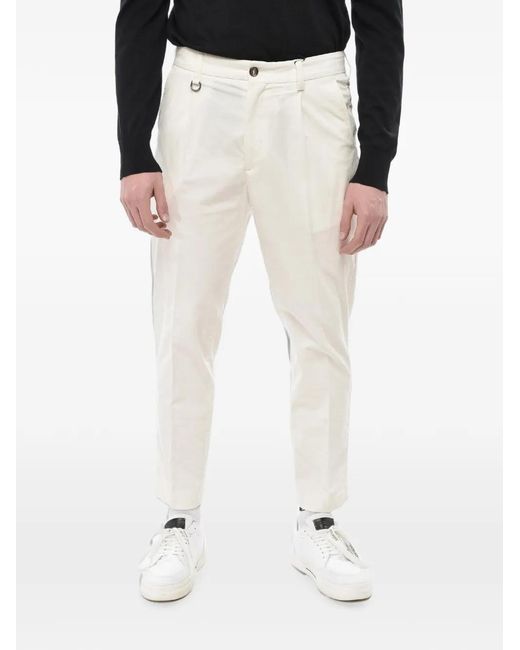 Paolo Pecora White Duomo Pleated-Detailing Velour Trousers for men