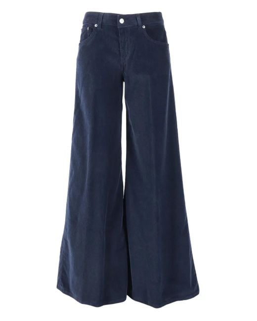 Dondup Blue Corduroy Wide-Leg Jeans