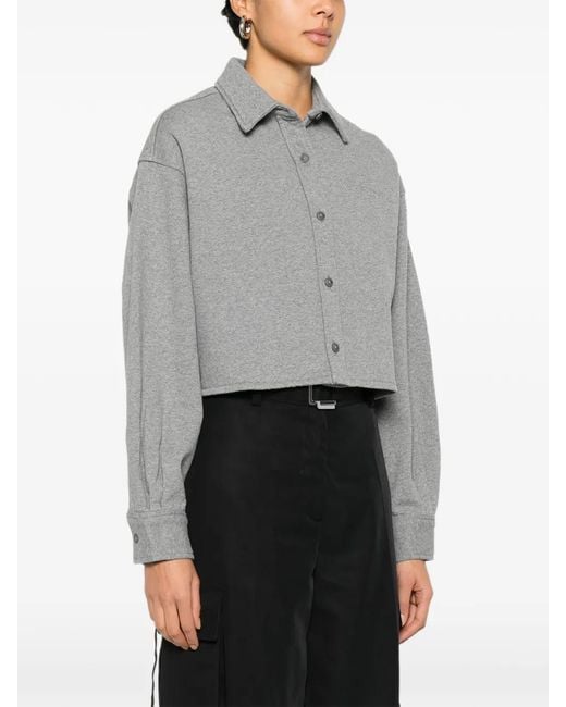 Alexander Wang Gray Buttoned Cropped Top