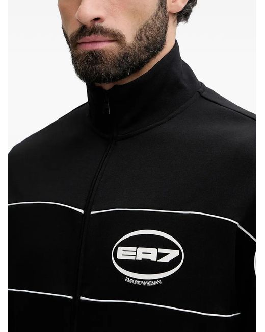 EA7 Black Logo Stripe Jacket for men
