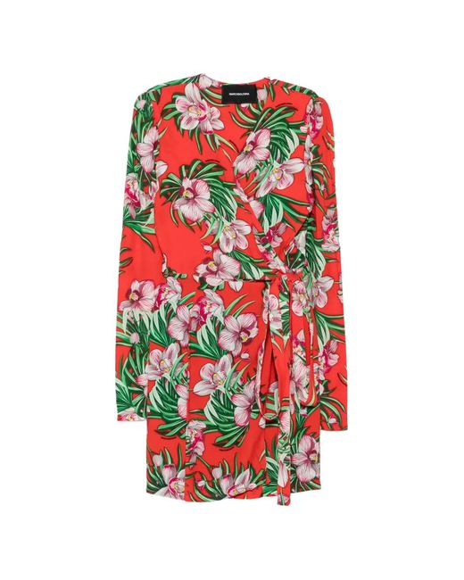 Marco Bologna Red Floral-Print Wrap Mini Dress
