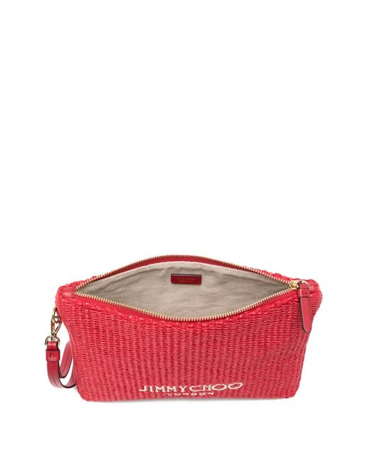 Jimmy Choo Logo-Embroidered Woven Clutch Bag