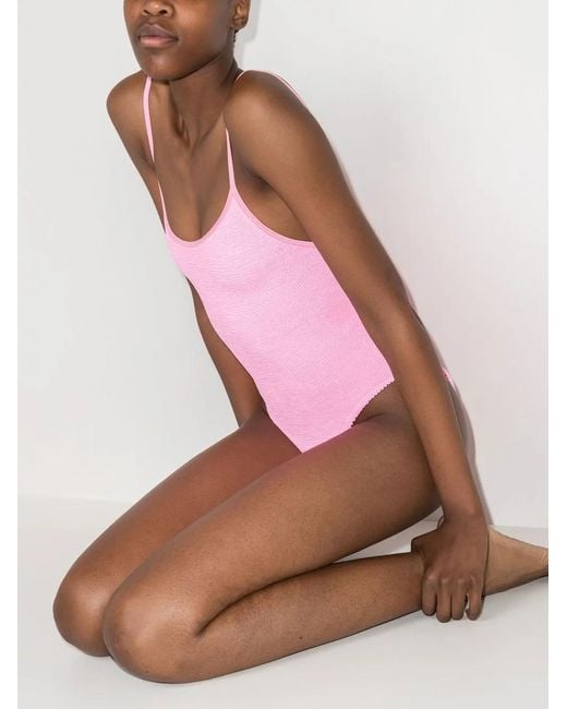 Hunza G Pink Pamela Crinkle Swimsuit