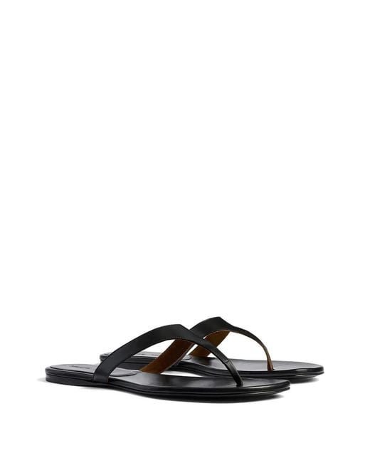 Khaite Black Round Toe Flat Sandals