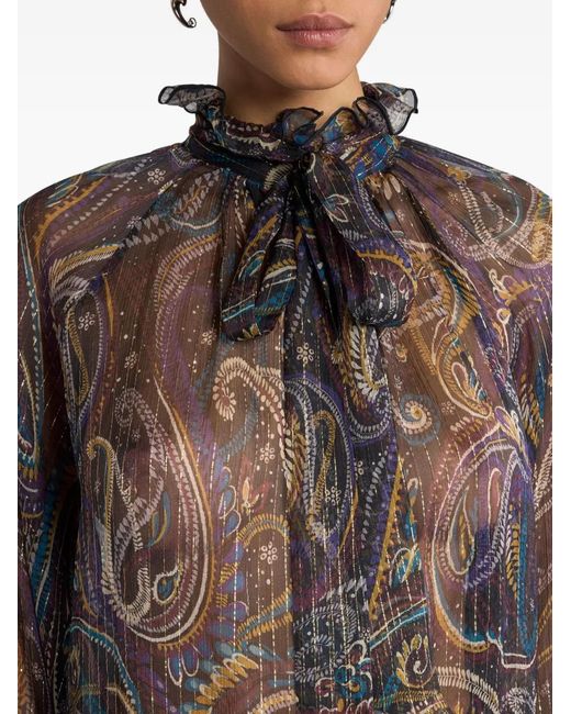 Etro Purple Paisley Silk Blouse