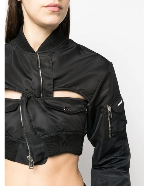 Coperni Black Cut-Out Cropped Bomber Jacket