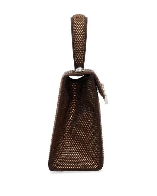 Ferragamo Brown Iconic Top Handle Crystal Bag