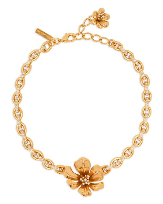 Oscar de la Renta Metallic Flower-charm Crystal-embellished Necklace