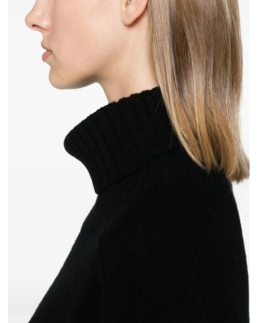 Bompard Black Hammer-Sleeve Round-Neck Sweater