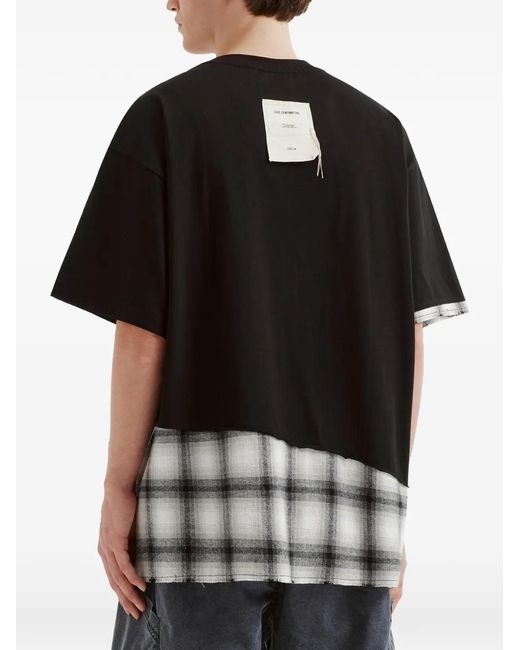 FIVE CM Black Plaid-Panel T-Shirt for men