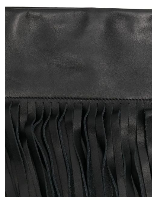 Miu Miu Black Fringe Leather Shoulder Bag