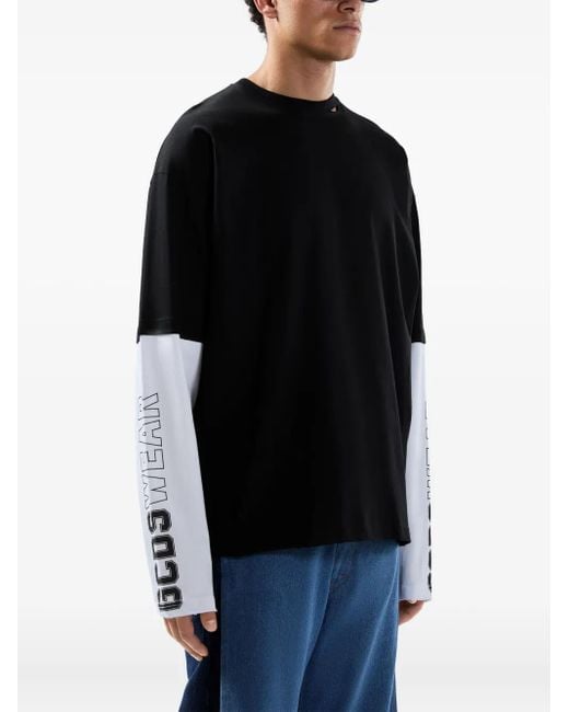 Gcds Black Wear Printed Long-Sleeve T-Shirt for men