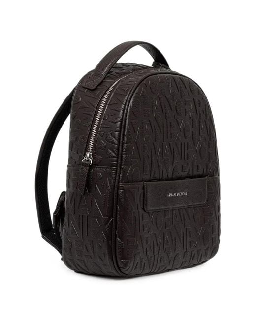 ARMANI EXCHANGE Black Logo-Embossed Backpack