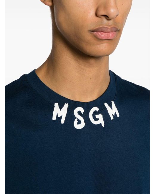 メンズ MSGM ロゴ Tシャツ Blue